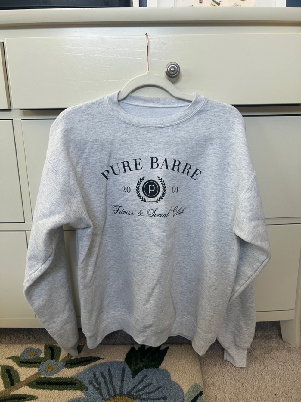 Pure Barre social club sweatshirt light grey medium